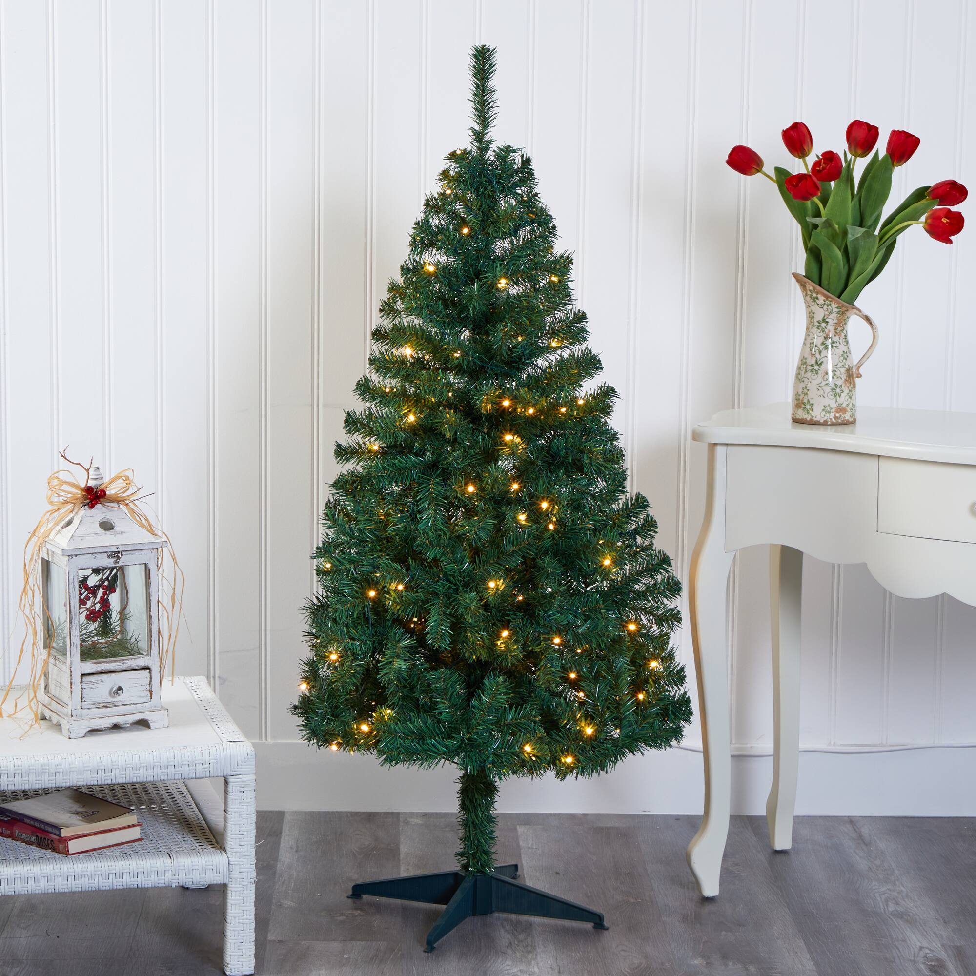 5ft. Pre-Lit Northern Tip Pine Artificial Christmas Tree, Clear LED Lights